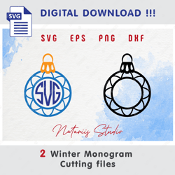 2 funny holiday monograms - christmas winter style - monogram svg cutting files - svg cut files - monogram free font