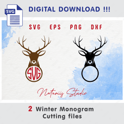 2 funny holiday monograms - christmas winter style - monogram svg cutting files - svg cut files - monogram free font