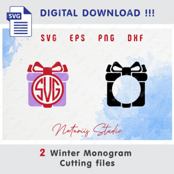 2 funny holiday monograms - christmas winter style - monogram svg cutting files - svg cut files - monogram free font