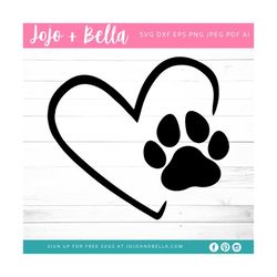 dog paw heart print svg, dog paw print svg, heart svg, dog paw svg cut file, dog paw heart print svg, paw print svg, dog