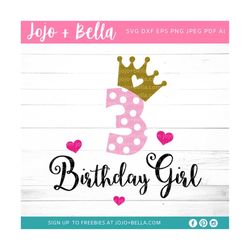 3rd birthday svg, third birthday svg, 3rd birthday girl svg, birthday princess svg, birthday girl svg, birthday party sv