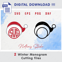 2 funny holiday monograms - christmas winter style - monogram svg cutting files - svg cut files - monogram free font