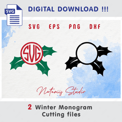 2 funny holiday monograms - christmas winter style - monogram svg cutting files - svg cut files - monogram free font