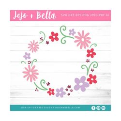 flower wreath svg, pink flower wreath svg cut file, flower svg - flower svg file - wreath svg - wreath clipart , flower