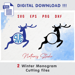 2 funny holiday monograms - christmas winter style - monogram svg cutting files - svg cut files - monogram free font