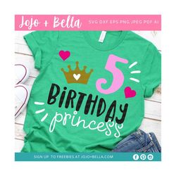 5th birthday svg, fifth birthday svg, unicorn princess svg, birthday princess svg, birthday svg, birthday party svg, bir