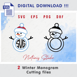 2 funny holiday monograms - christmas winter style - monogram svg cutting files - svg cut files - monogram free font