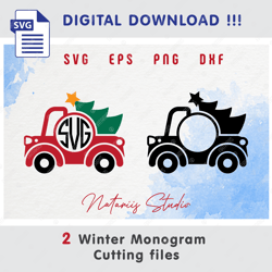 2 funny holiday monograms - christmas winter style - monogram svg cutting files - svg cut files - monogram free font