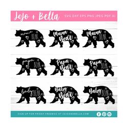 bear family bundle set svg dxf eps png ai pdf files for cricut and silhouette matching svg, baby bear svg mama bear svg