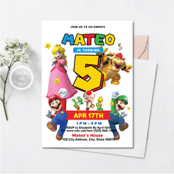 personalized file printable birthday invitation | video game | digital invite | instant download | thank you card | supe