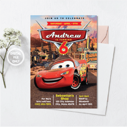 personalized file cars invitation instant download | lightning mcqueen invitation birthday | printable download | cake t