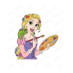 Rapunzel Painting With Pascal Tangled SVG, svg, dxf, Cricut, Silhouette Cut File, Instant Download