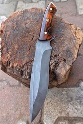 custom handmade carbon steel hunting bowie knife w/ sheath | survival knife