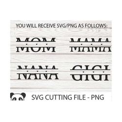 Mother's Day Monogram Split Middle Frame SVG PNG, Gigi Craft Tile Svg, Mom Split Monogram Svg, Mom, Nana Subway Tile Svg