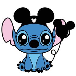 disney stitch with mickey hat and balloon svg
