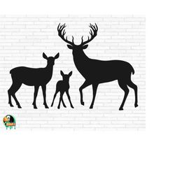 deer family svg, buck svg, deer svg, wilderness svg, buck and doe svg, baby deer svg, cut files, cricut, silhouette, png