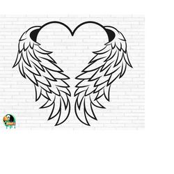 angel wings heart svg, angel svg, memorial svg, halo svg, heart svg, angel wings svg, heaven svg, angelic svg, cut files