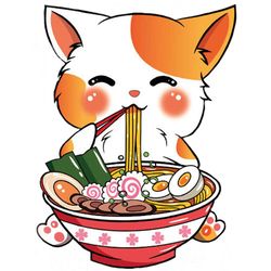 cat ramen kawaii anime logo png