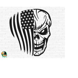 usa skull flag svg, skull flag svg, patriotic skull svg, american skull flag cut files, cricut, silhouette, png, svg, ep