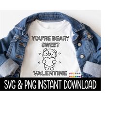 coloring shirt svg, valentine's day kids color me shirt png, beary sweet valentine's tee instant download, cricut cut fi