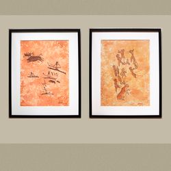 modern painting interior watercolor painting abstract painting pastel drawing prehistoric man painting ancient art naive