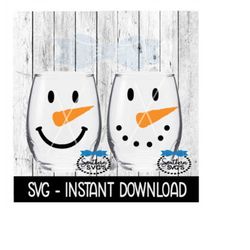 snowman svg, holiday snowman wine glass svg files, instant download, cricut cut files, silhouette cut files, download, p