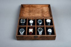 personalized watch box for 4, 6, 8, 10 watches mens jewelry organizer custom watch storage gift for dad anniversary gift