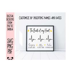 the beats of my heart svg, family sign cricut svg, farmhouse sign svg, children svg, grandchildren svg, family custom gi