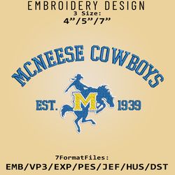 mcneese state cowboys embroidery design, ncaa logo embroidery files, ncaa mcneese state, machine embroidery pattern