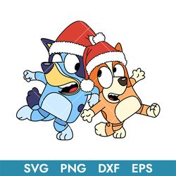 bluey and bingo dog christmas svg, blue, bluey, bluey svg, blue dog, bluey dog, bluey family, bluey christmas, bc13