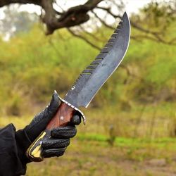 custom made large hunting knife with pakka wood handle