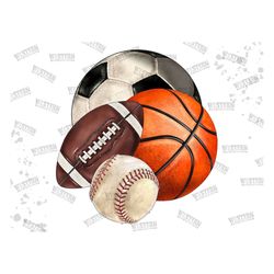 baseball, football soccer ball & basketball grouped sublimation png, sports ball png, basketball png, softball png, base