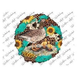 western duck family sunflower background png file, baby duck png, sunflower png, duck portrait png, hand drawn duck png,