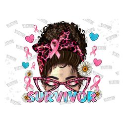 cancer survivor messy bun png sublimation design, cancer awareness png,breast cancer png, cancer clipart,cancer ribbon p