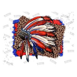 american flag with leopard background native american headdress png, american flag indian headdress, patriotic indian he