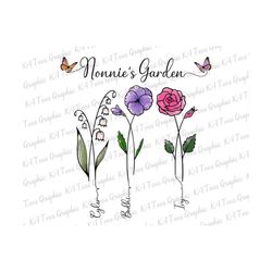 personalized nonnie's garden png, flowers clipart, mama's garden png, mother's day png, personalized gift, mama png, mom