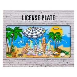 gnome summer license plate, summer license plate png, gnome license plate png, pineapple design png, palm tree png, digi