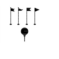 Golf Tee Svg, Golf Flag Pole Svg, Golfer Svg, Golf Ball. Vector Cut file Cricut, Silhouette, Pdf Png Eps Dxf, Decal, Sti