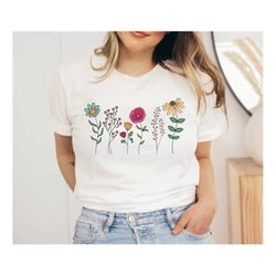 wild flowers shirt, wildflower tshirt, floral shirt, botanical shirt, flower shirt, nature lover shirt,ladies shirts, wo