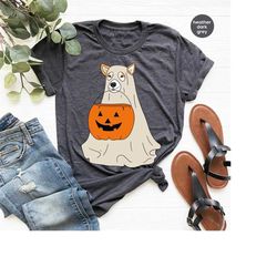 halloween party clothing, dog t-shirt, ghost graphic tees, spooky season tshirt, pumpkin toddler t shirt, cute kids shir