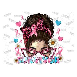 cancer survivor messy bun png sublimation design, cancer awareness png,breast cancer png, cancer clipart,cancer ribbon p