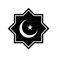 islamic crescent moon and star svg, muslim svg, islam symbol svg. vector cut file for cricut, silhouette, pdf png eps dx