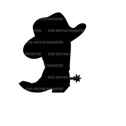 cowboy hat and boot svg. vector cut file for cricut, silhouette, pdf png eps dxf, decal, sticker, vinyl, pin