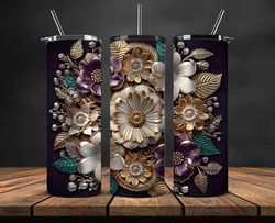 3d flowers tumbler wrap, 3d floral sublimation tumbler design,instant digital download png 04