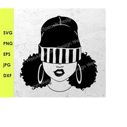 african american hat low woman lip bite silhouette ,afro girl svg,afro woman svg png dxf,afro lady,black woman,cutting c