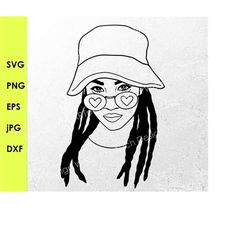 afro girl svg,afro woman sunglasses svg png dxf, afro dreadlocks hat  svg,afro lady, beautiful hair,printable print file