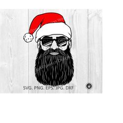 santa claus svg,hipster santa svg,santa with sunglasses,santa beard svg,santa hat svg,christmas dxf,eps,young santa, bar
