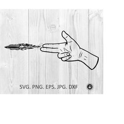 fingers gun fires bullet svg,finger pistol svg,pew pew svg, cutting file vector clipart digital dxf png eps,hand cannon