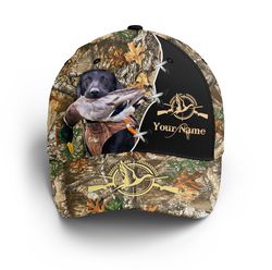 duck hunting with labrador retriever 3d camo custom hunting hat adjustable mesh unisex hunting baseball hat nqs2458