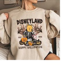 Vintage Disneyland Halloween Sweatshirt, Winnie the Pooh Happy Halloween, Pooh Halloween Shirt, Pooh and Piglet Hallowee